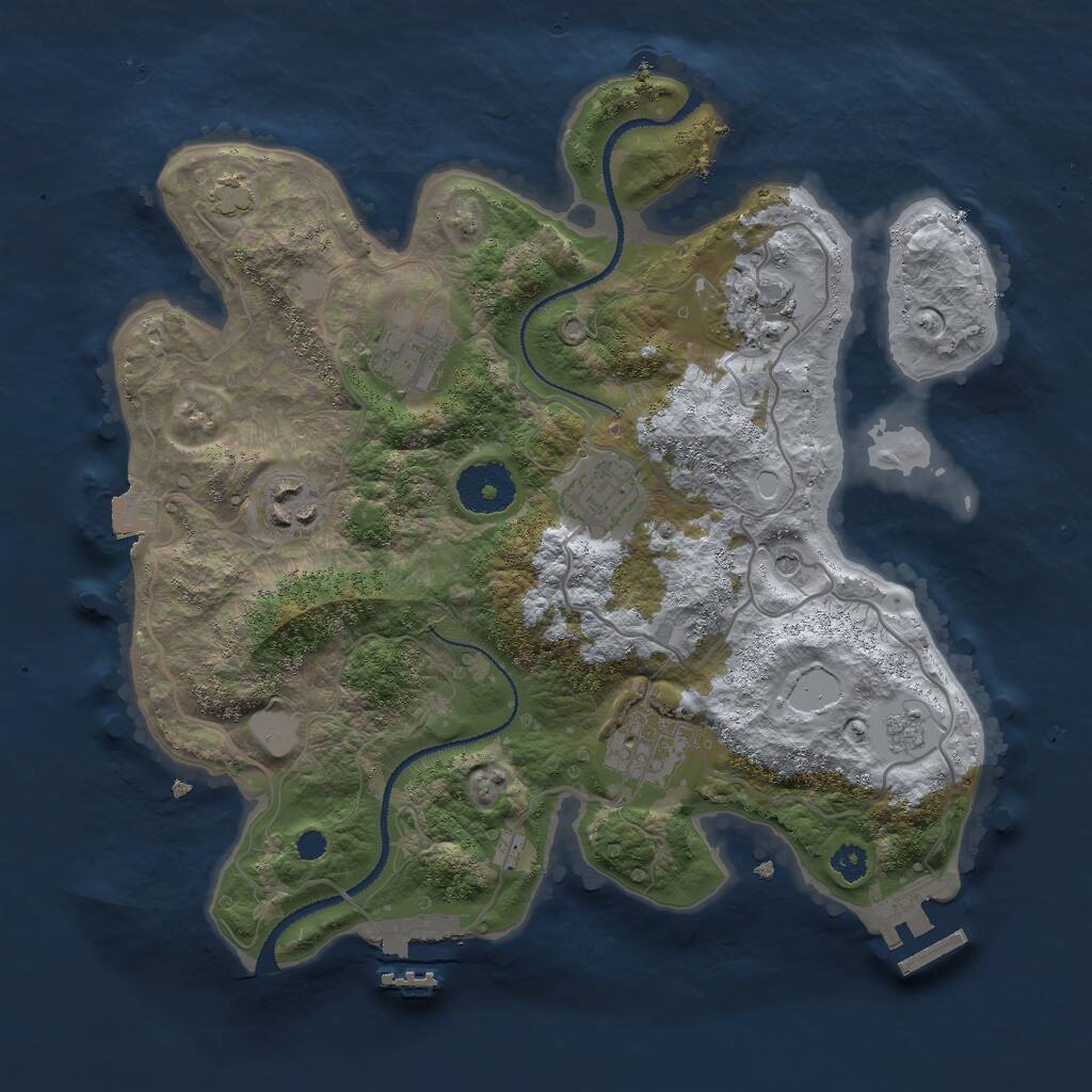 Rust Map: Procedural Map, Size: 3000, Seed: 1909700907, 11 Monuments