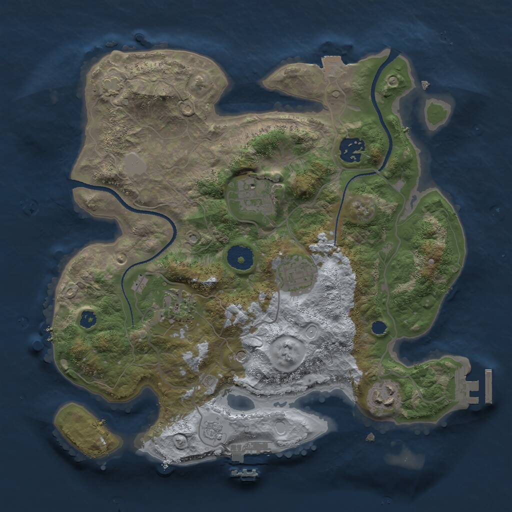 Rust Map: Procedural Map, Size: 3000, Seed: 980458036, 11 Monuments