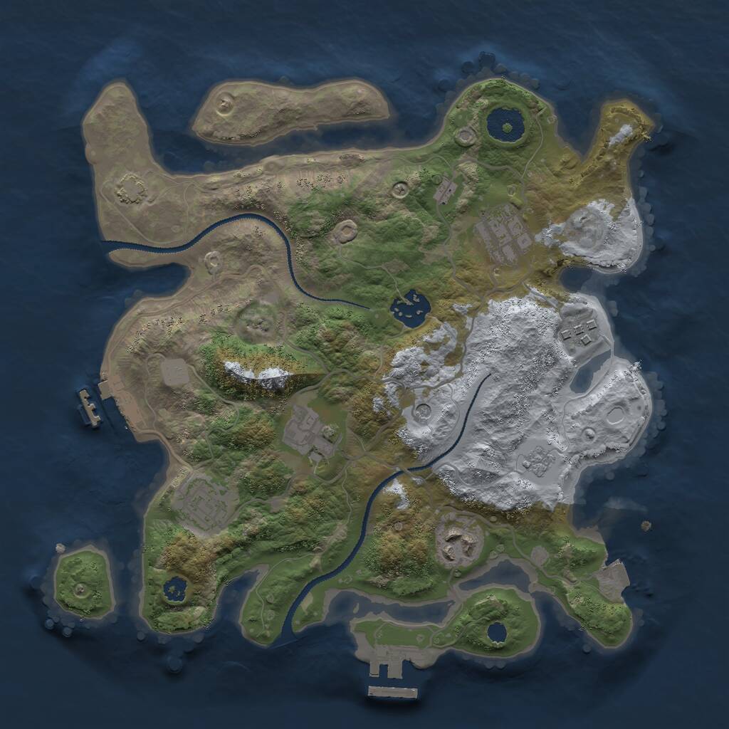 Rust Map: Procedural Map, Size: 3000, Seed: 2147224872, 12 Monuments