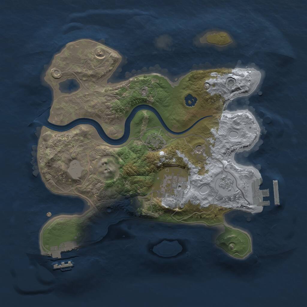 Rust Map: Procedural Map, Size: 2500, Seed: 1926968329, 7 Monuments