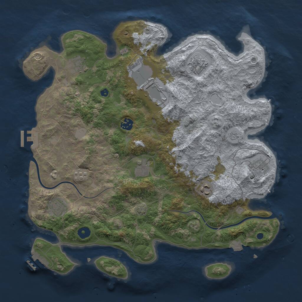Rust Map: Procedural Map, Size: 3750, Seed: 633706161, 15 Monuments