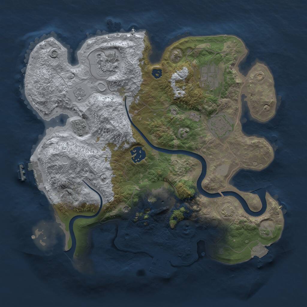 Rust Map: Procedural Map, Size: 3000, Seed: 484921347, 12 Monuments