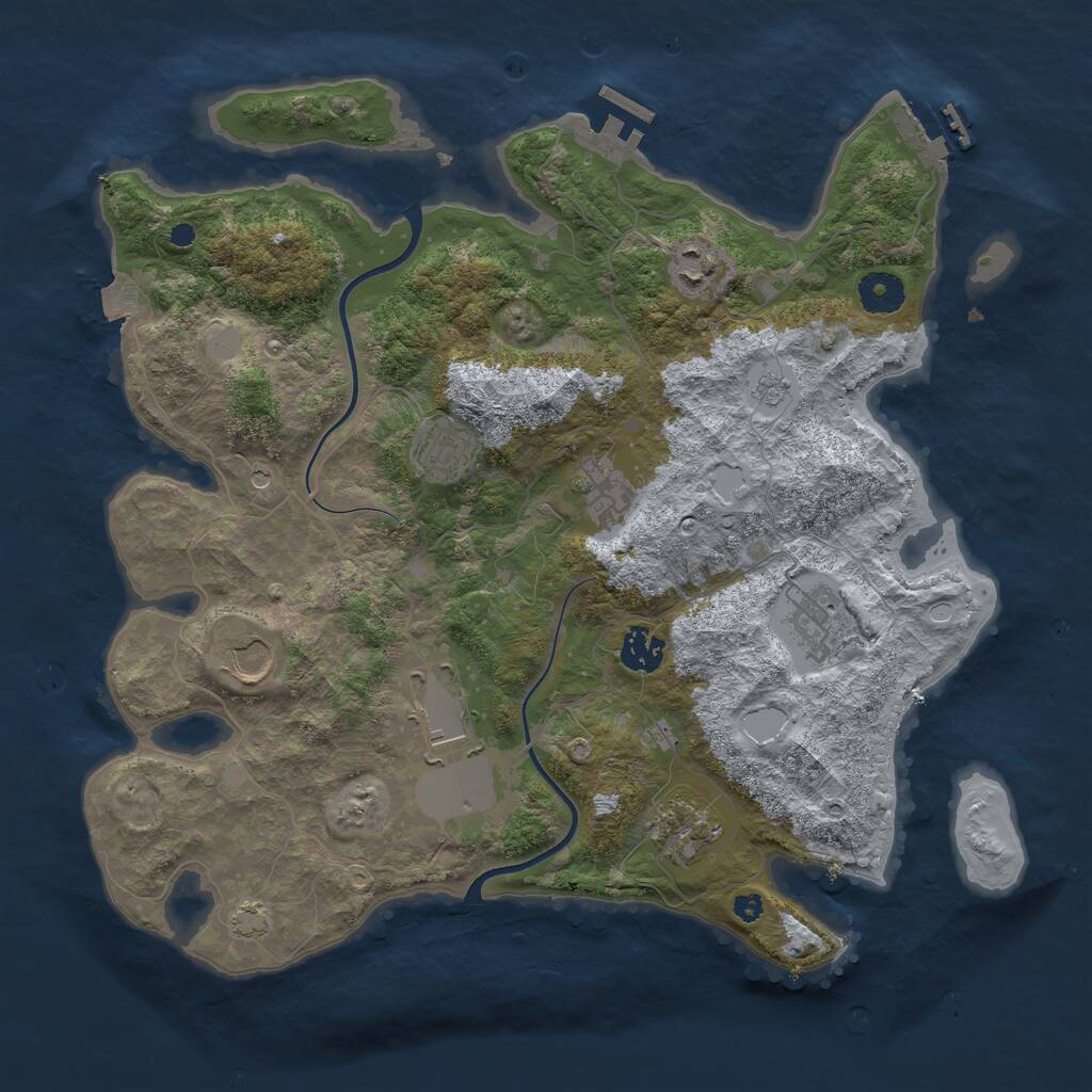 Rust Map: Procedural Map, Size: 3700, Seed: 158520225, 14 Monuments