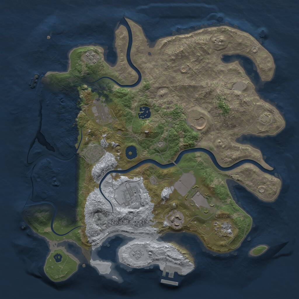 Rust Map: Procedural Map, Size: 3500, Seed: 491857153, 15 Monuments
