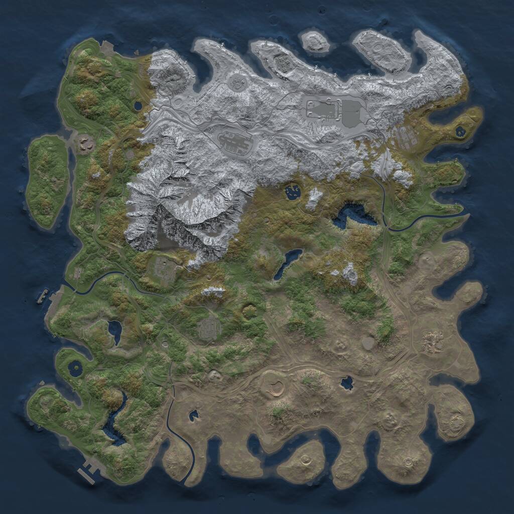 Rust Map: Procedural Map, Size: 5000, Seed: 890850358, 16 Monuments