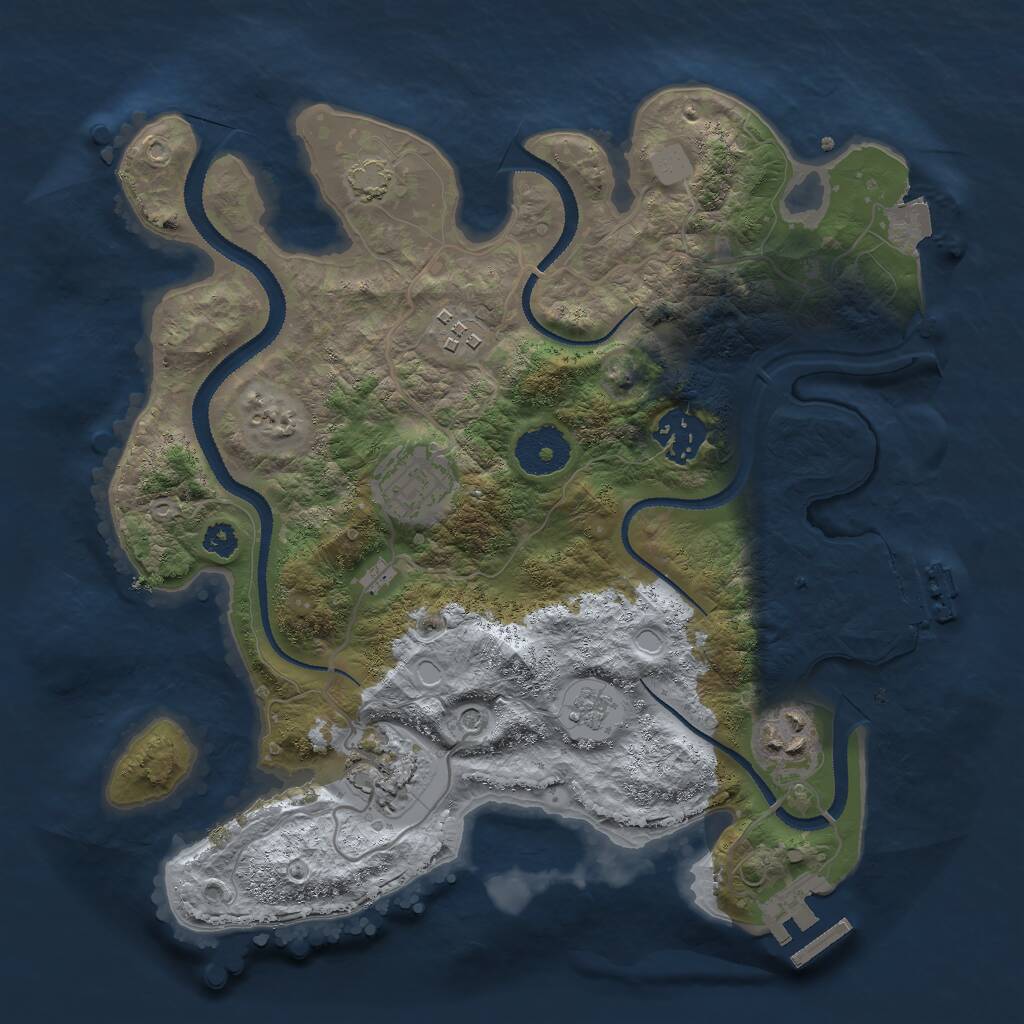 Rust Map: Procedural Map, Size: 3000, Seed: 35045, 11 Monuments
