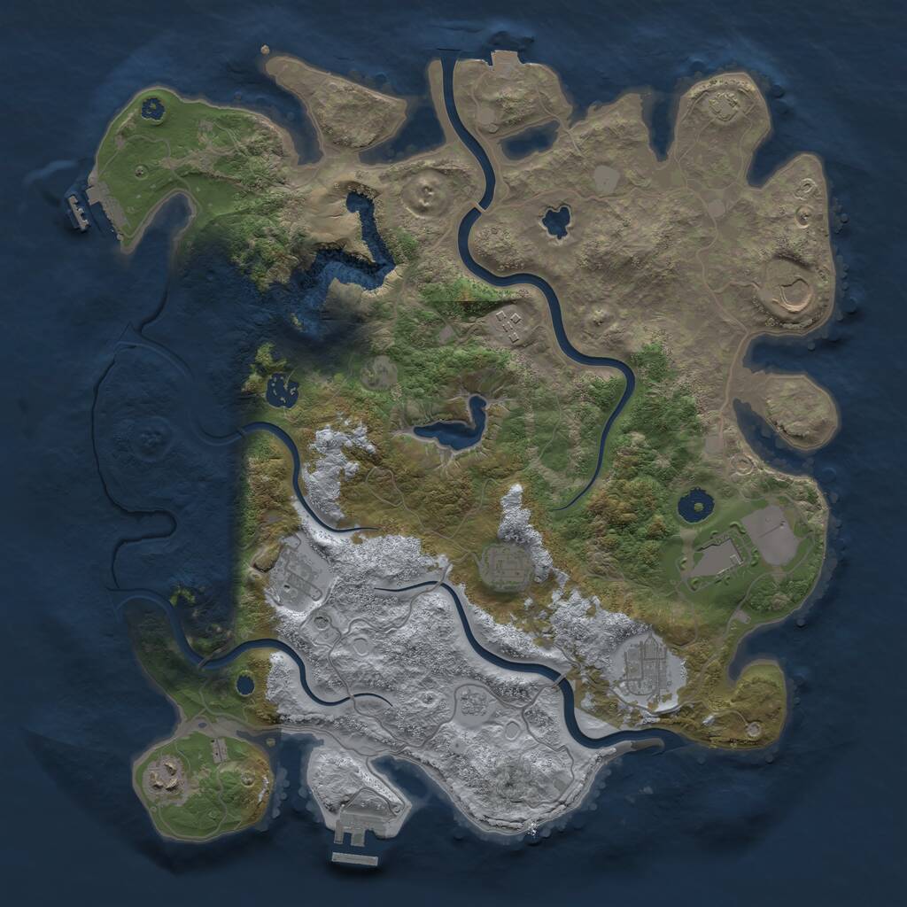 Rust Map: Procedural Map, Size: 4000, Seed: 1254587415, 14 Monuments