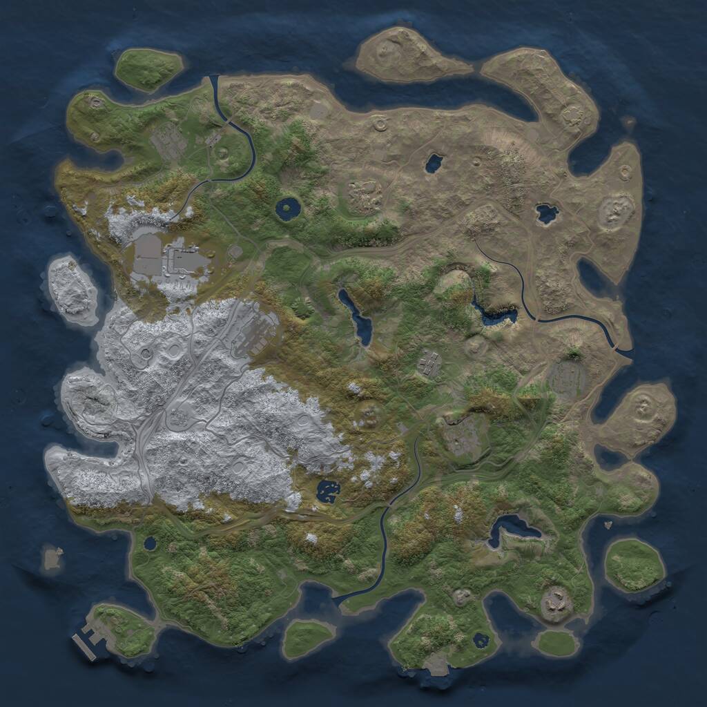 Rust Map: Procedural Map, Size: 4500, Seed: 2061316405, 14 Monuments