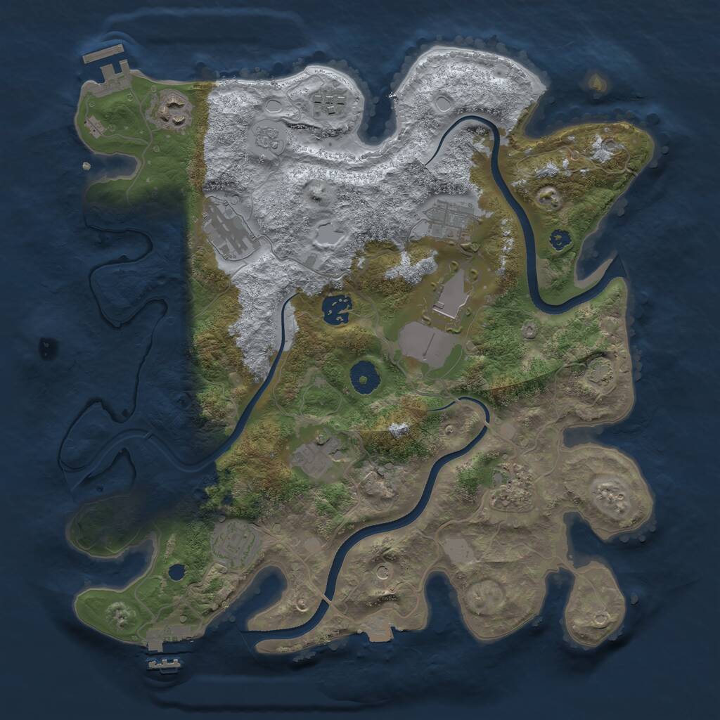 Rust Map: Procedural Map, Size: 3500, Seed: 241793323, 15 Monuments