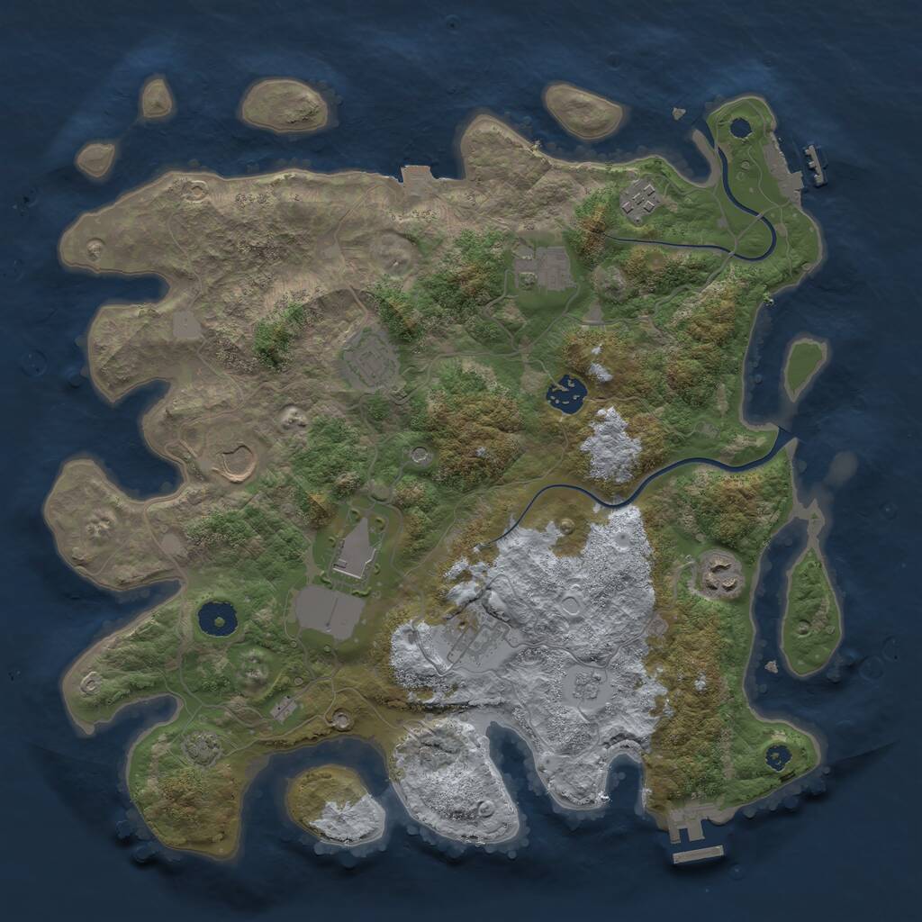 Rust Map: Procedural Map, Size: 3700, Seed: 2016537852, 14 Monuments