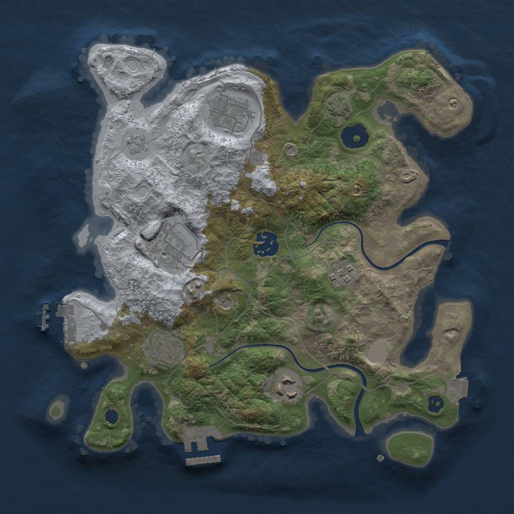 Rust Map: Procedural Map, Size: 3000, Seed: 360810828, 12 Monuments