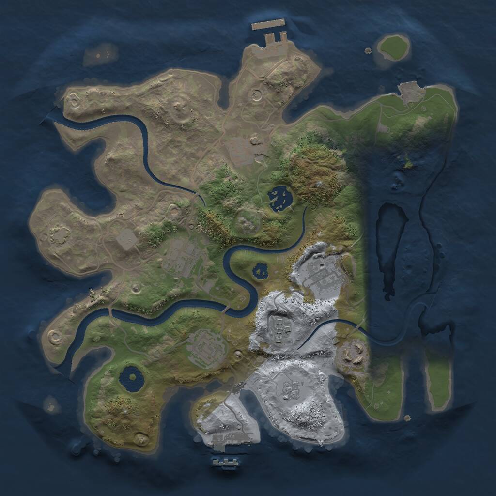 Rust Map: Procedural Map, Size: 3000, Seed: 2016537852, 13 Monuments