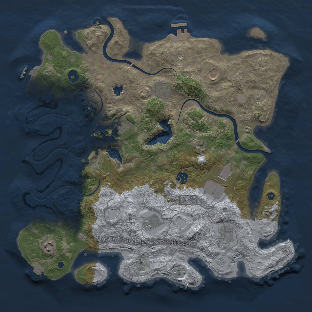 Rust Map: Procedural Map, Size: 4000, Seed: 77069, 16 Monuments
