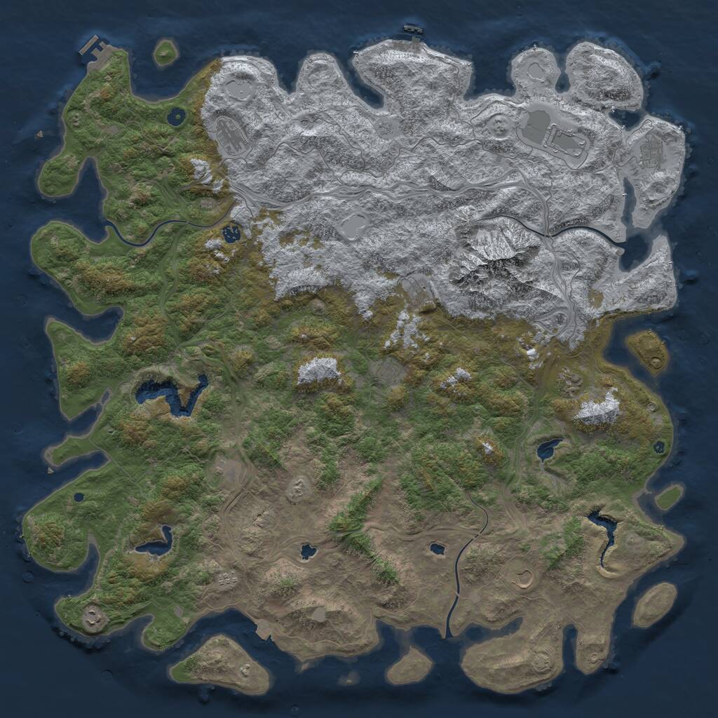 Rust Map: Procedural Map, Size: 6000, Seed: 1073868692, 17 Monuments