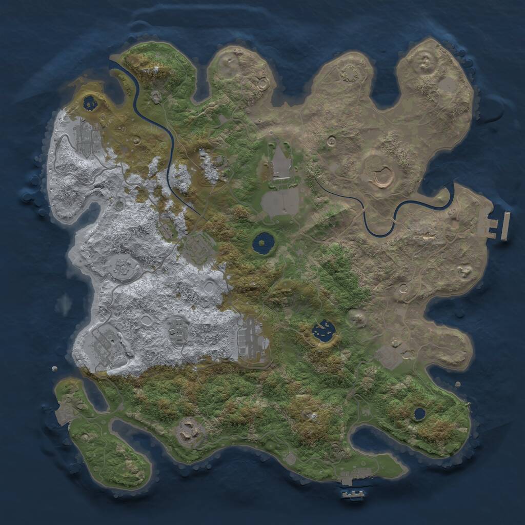 Rust Map: Procedural Map, Size: 3700, Seed: 1062136406, 17 Monuments
