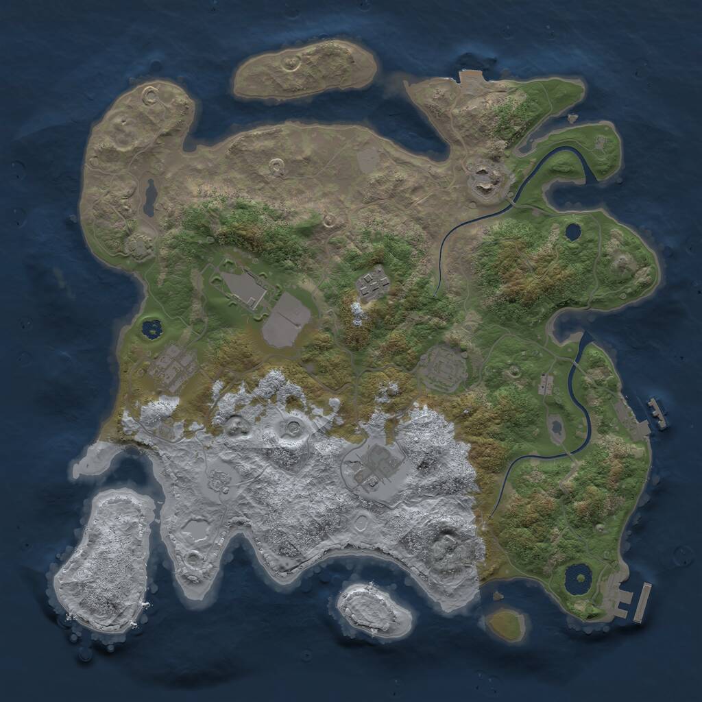 Rust Map: Procedural Map, Size: 3500, Seed: 1921229177, 12 Monuments