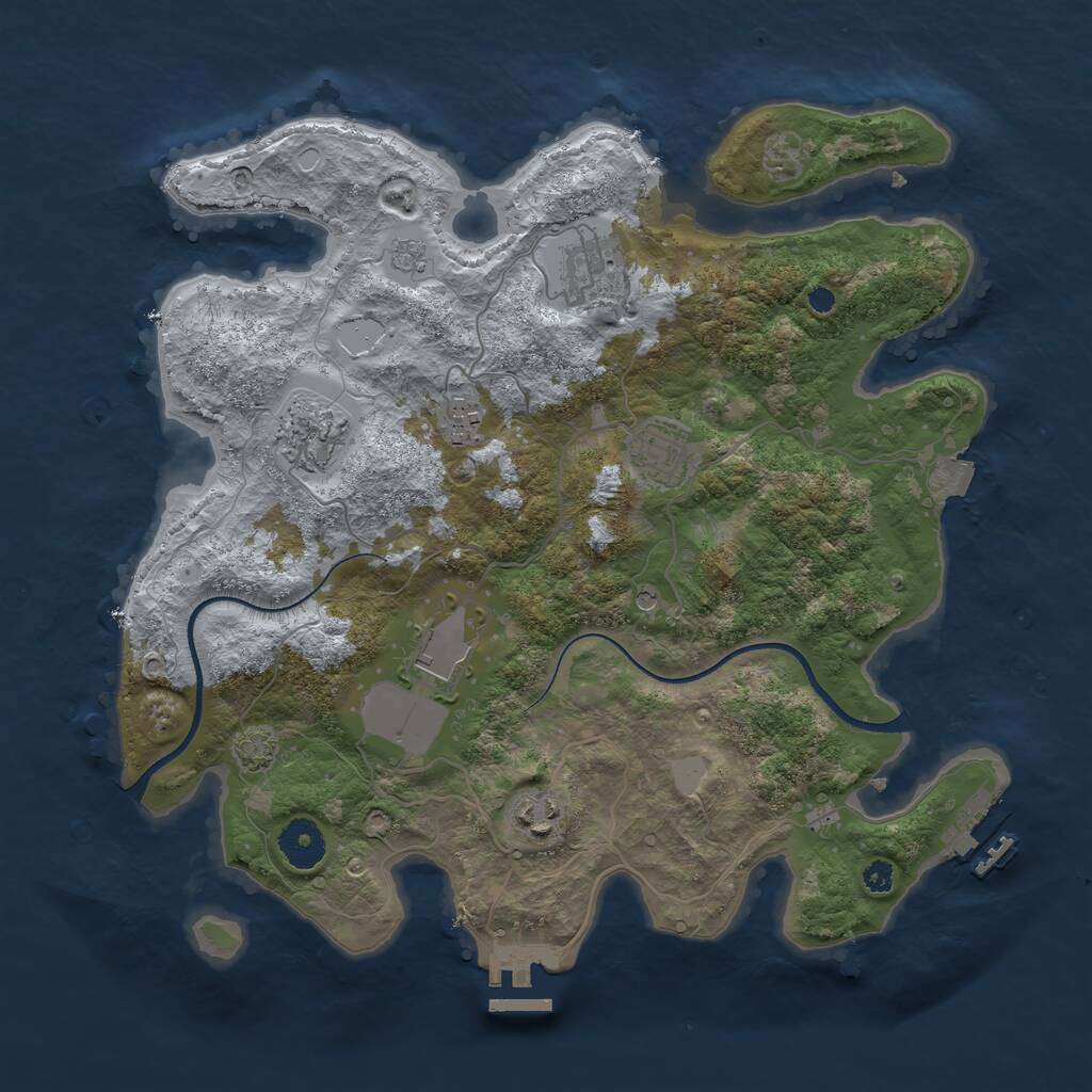 Rust Map: Procedural Map, Size: 3500, Seed: 1945474407, 12 Monuments