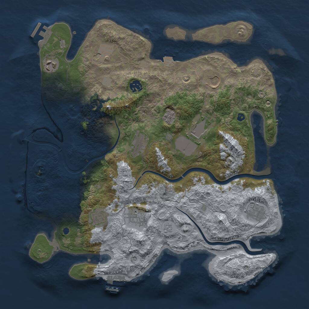 Rust Map: Procedural Map, Size: 3850, Seed: 9775, 16 Monuments