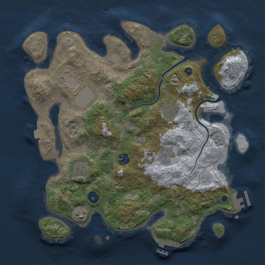 Rust Map: Procedural Map, Size: 3500, Seed: 392031793, 13 Monuments