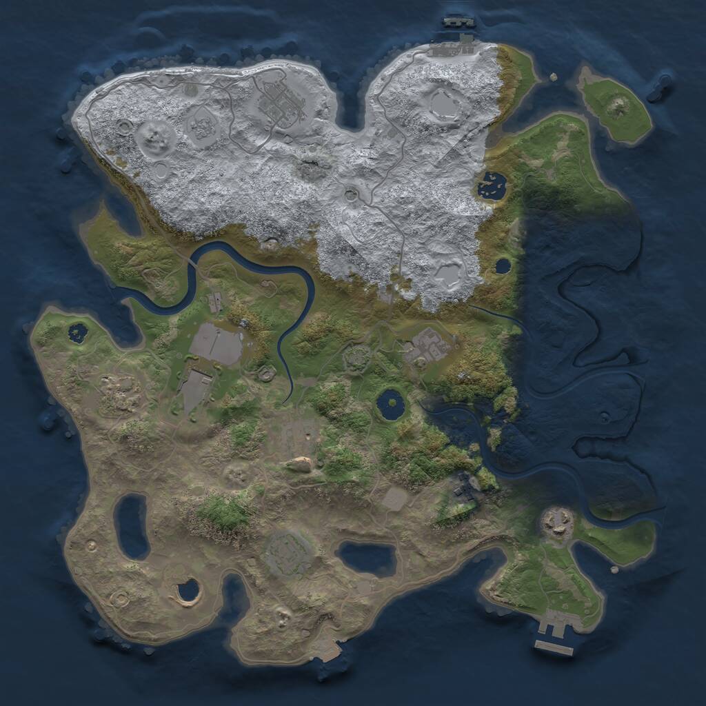 Rust Map: Procedural Map, Size: 3700, Seed: 755719195, 16 Monuments