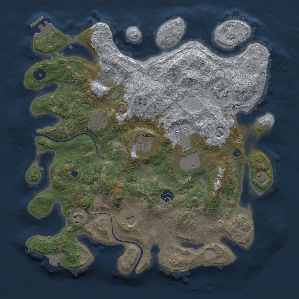Rust Map: Procedural Map, Size: 3750, Seed: 2034787649, 14 Monuments