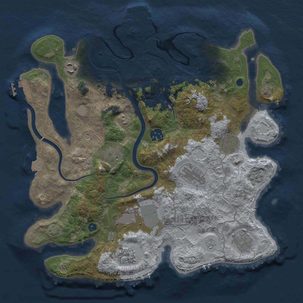 Rust Map: Procedural Map, Size: 3500, Seed: 1326199035, 15 Monuments