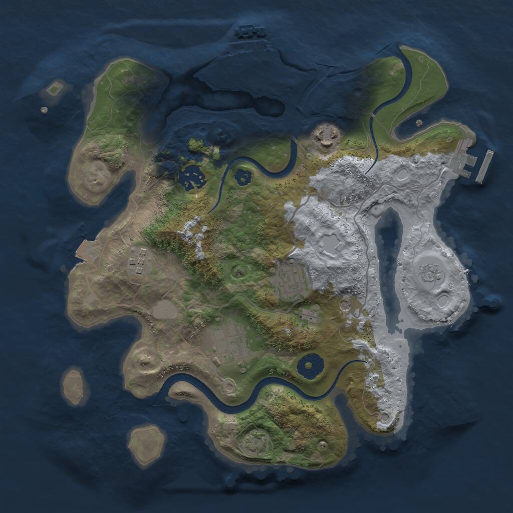 Rust Map: Procedural Map, Size: 3000, Seed: 898638581, 11 Monuments