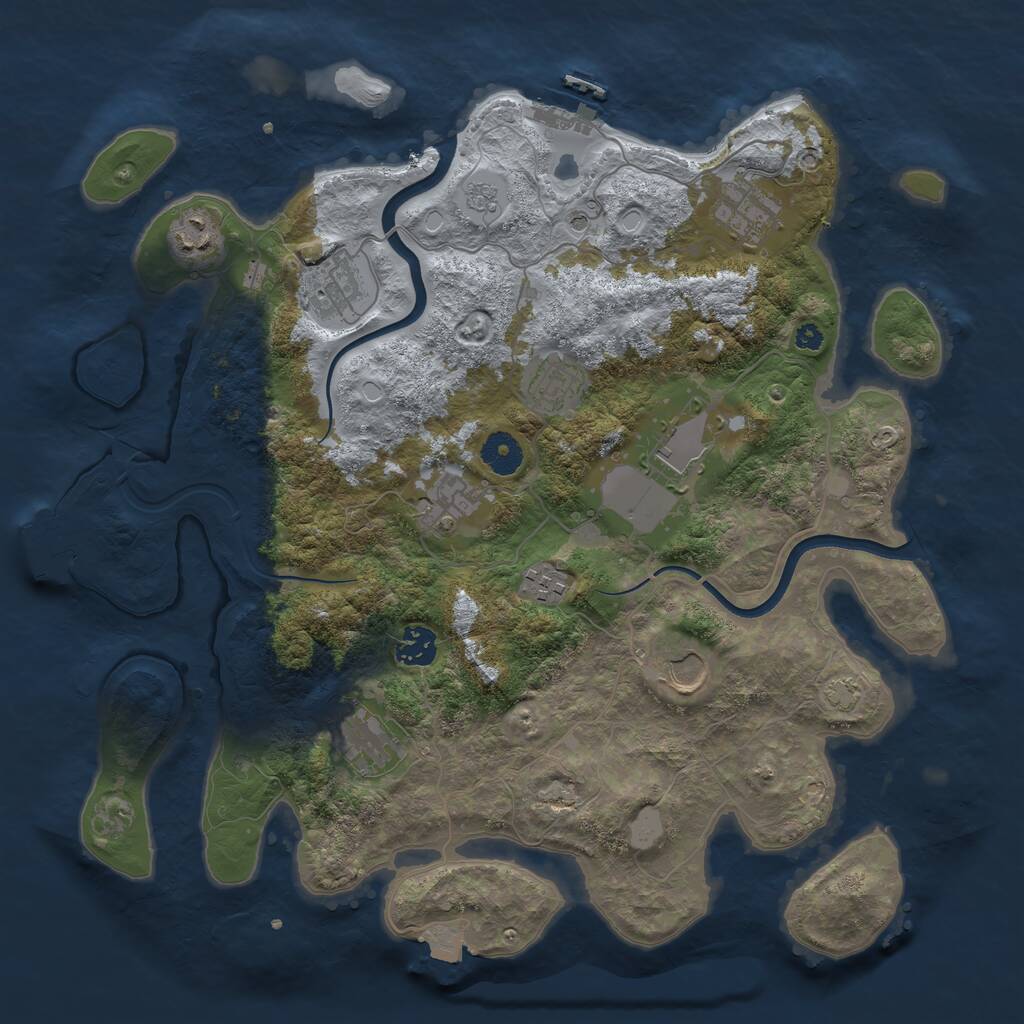 Rust Map: Procedural Map, Size: 3748, Seed: 250672574, 16 Monuments
