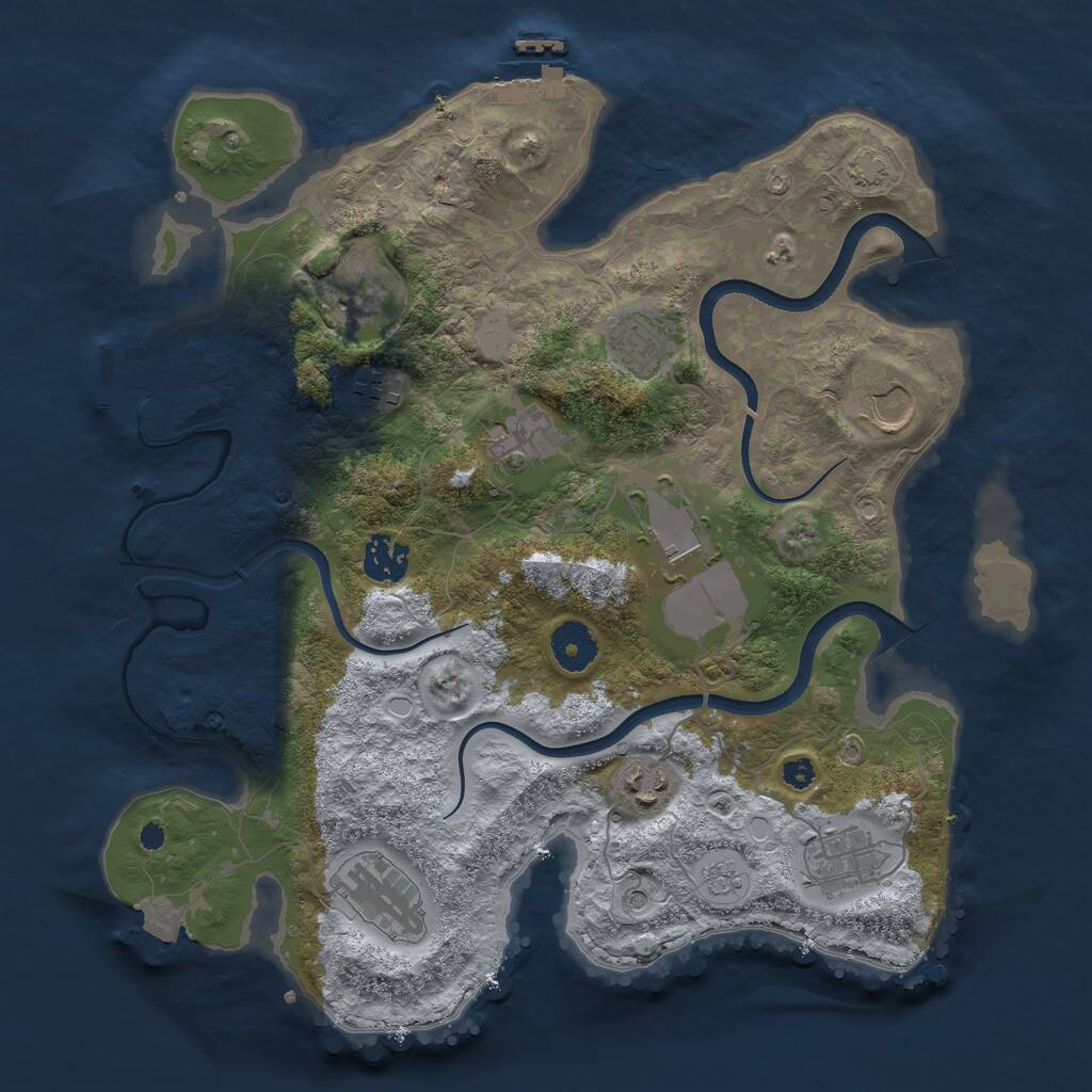 Rust Map: Procedural Map, Size: 3500, Seed: 20250213, 16 Monuments
