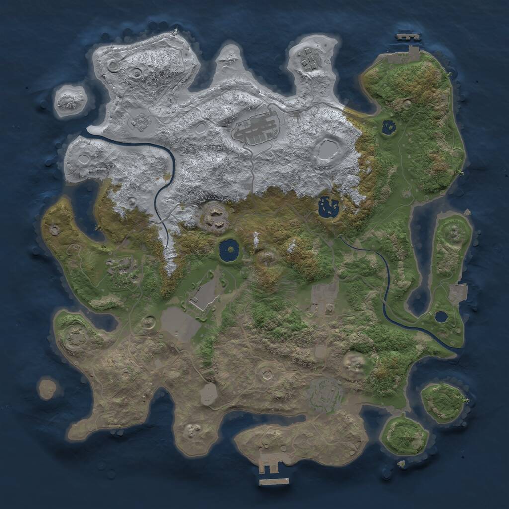 Rust Map: Procedural Map, Size: 3500, Seed: 993181932, 14 Monuments