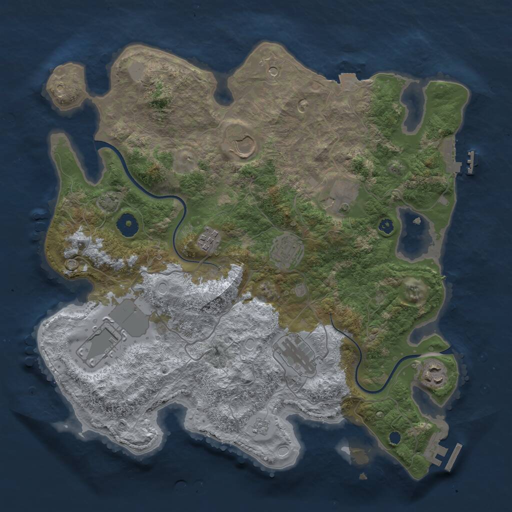 Rust Map: Procedural Map, Size: 3500, Seed: 424987303, 13 Monuments