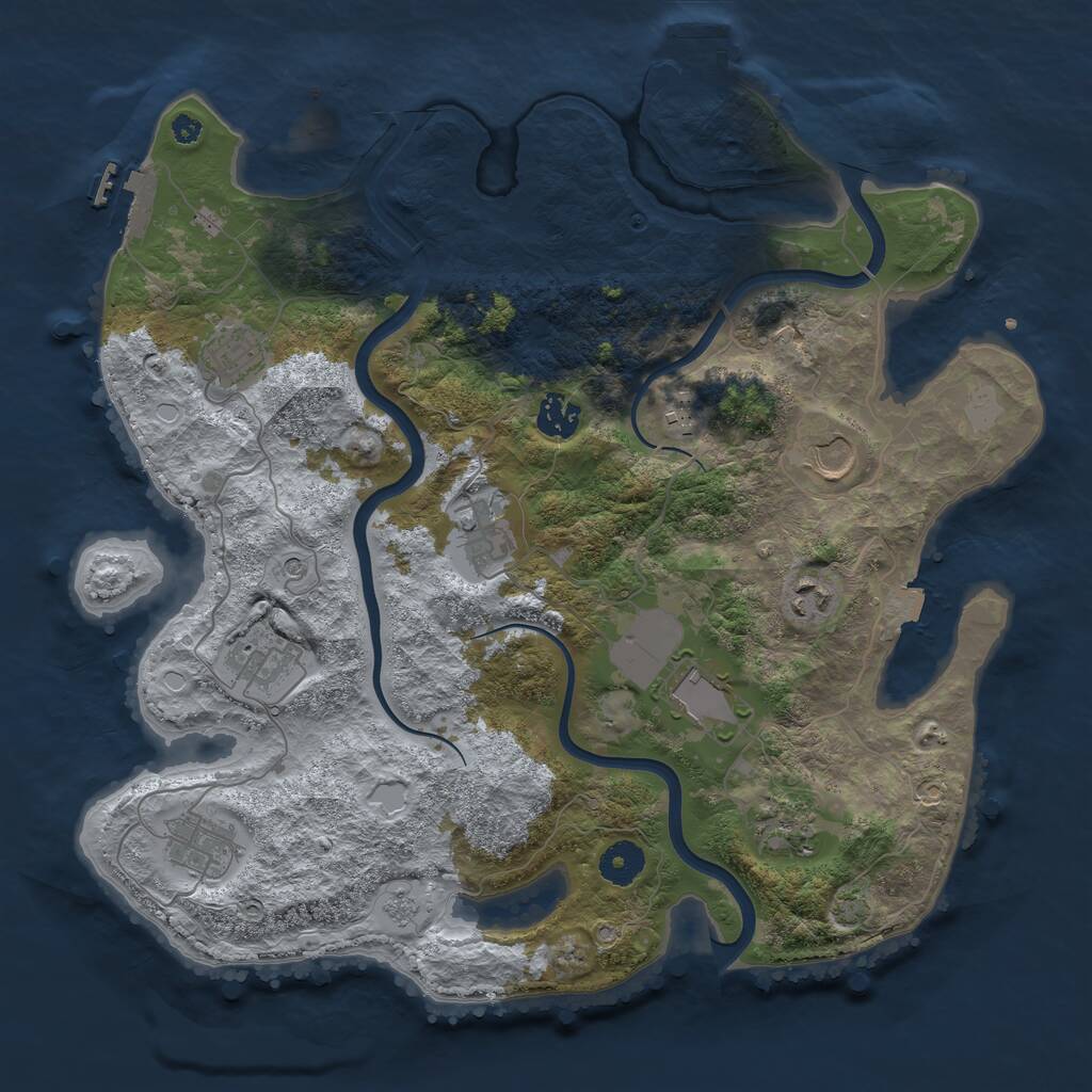 Rust Map: Procedural Map, Size: 3750, Seed: 2002673319, 16 Monuments