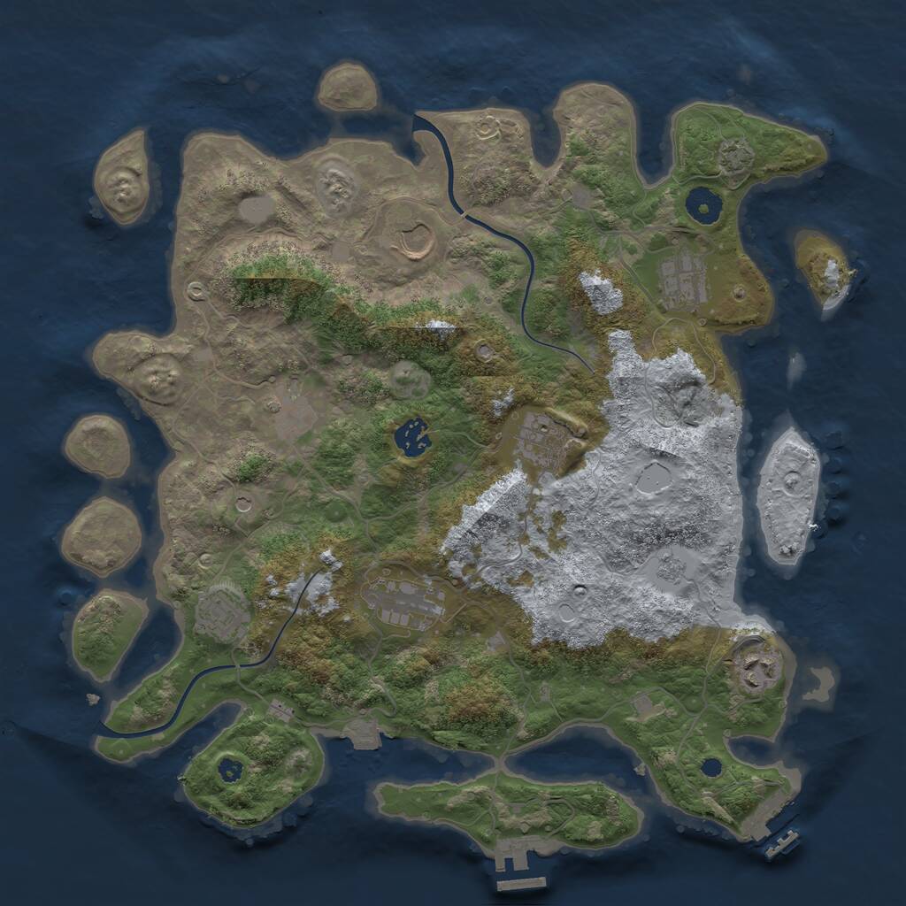 Rust Map: Procedural Map, Size: 3750, Seed: 1006102106, 14 Monuments