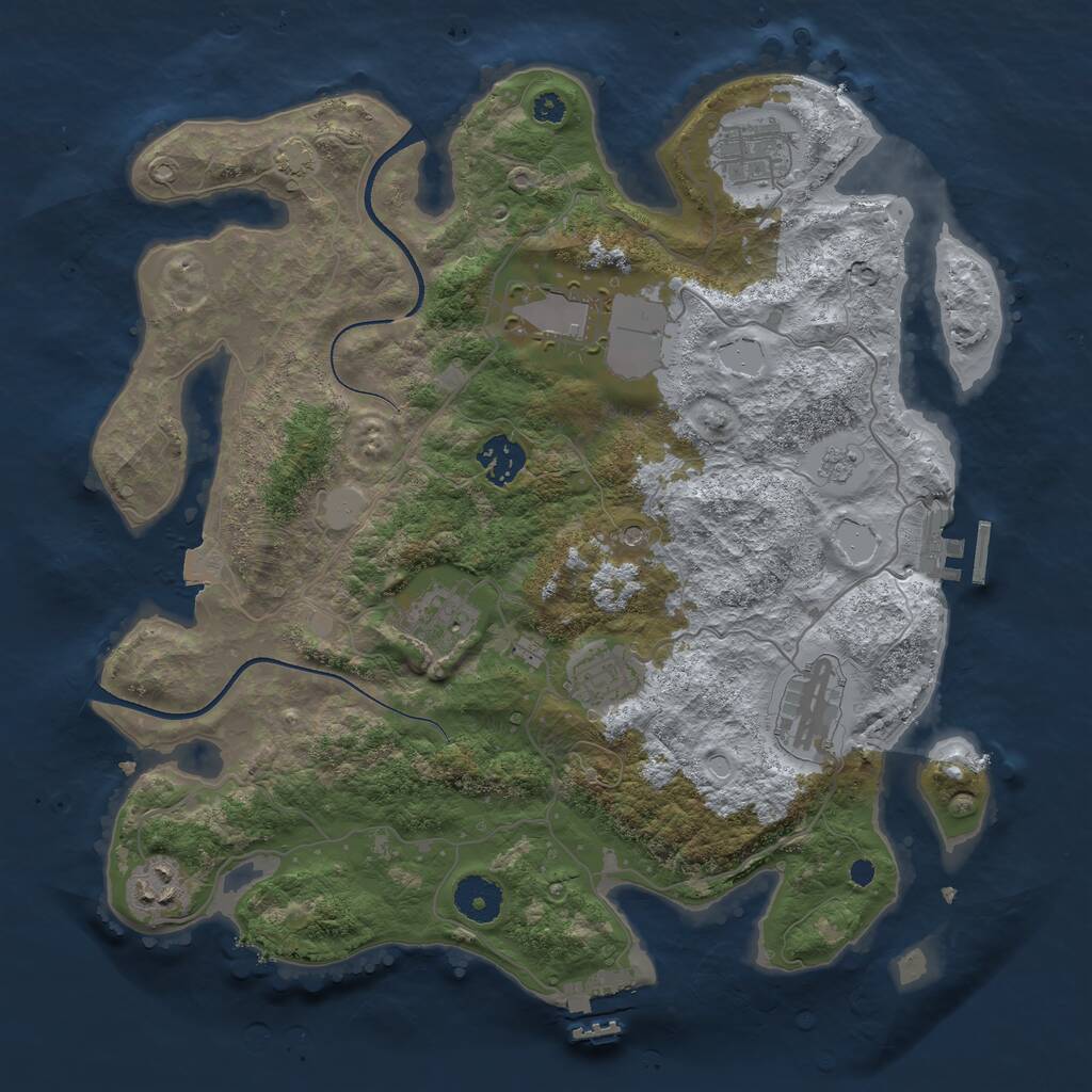 Rust Map: Procedural Map, Size: 3500, Seed: 274771264, 13 Monuments