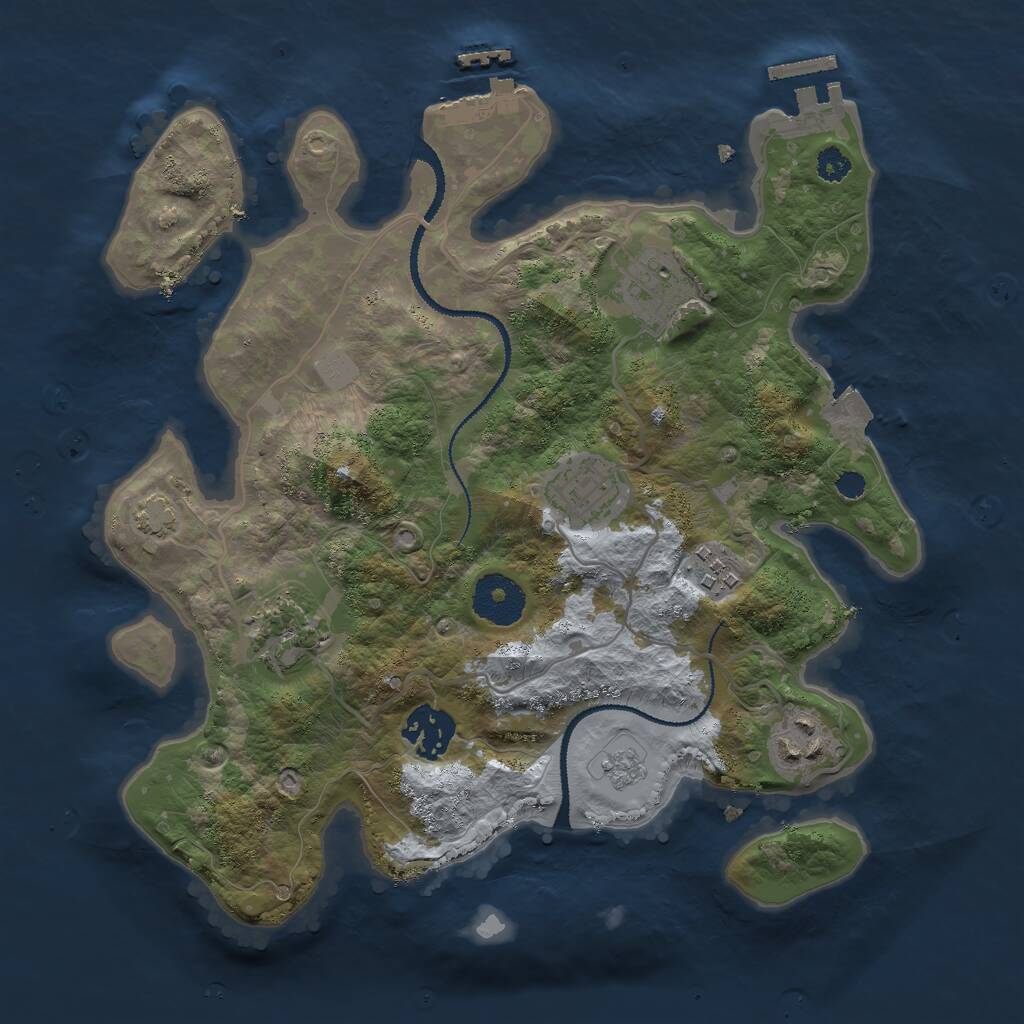 Rust Map: Procedural Map, Size: 3000, Seed: 520742279, 11 Monuments