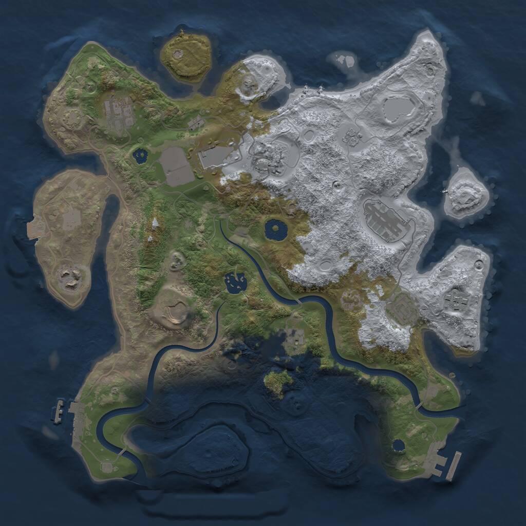 Rust Map: Procedural Map, Size: 3500, Seed: 7775262, 16 Monuments