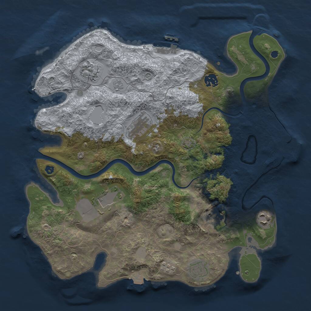 Rust Map: Procedural Map, Size: 3500, Seed: 652896573, 14 Monuments