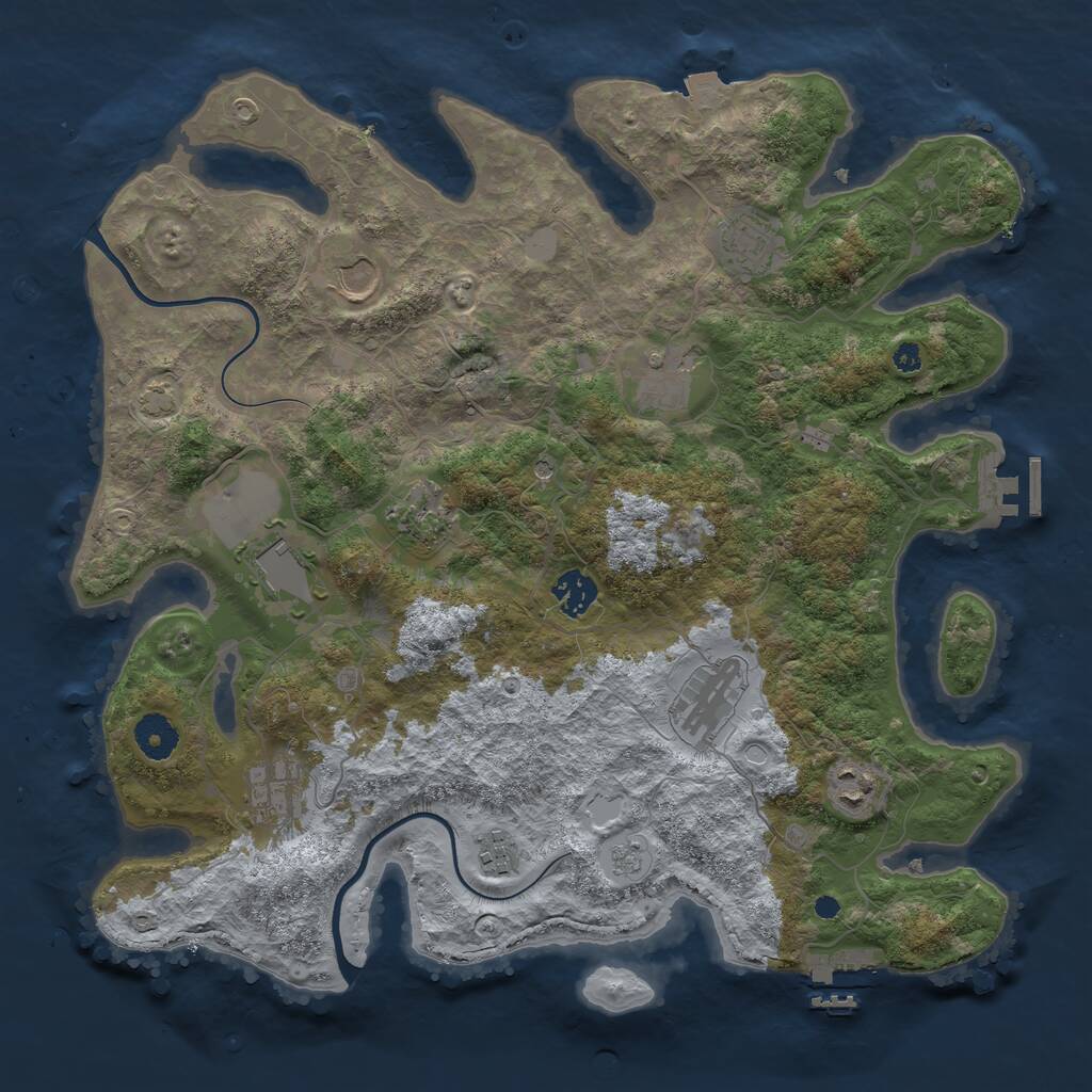 Rust Map: Procedural Map, Size: 3750, Seed: 455200628, 16 Monuments