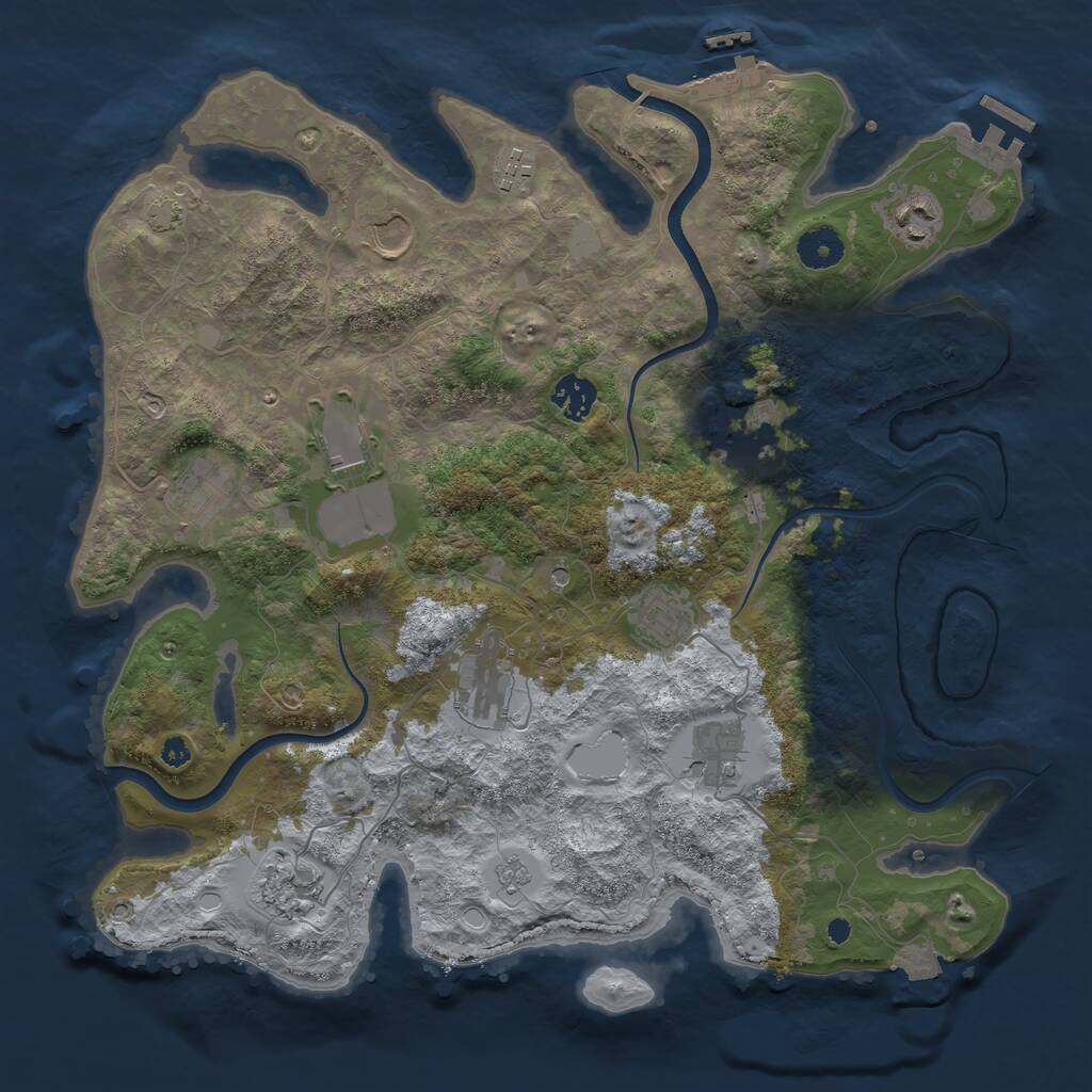 Rust Map: Procedural Map, Size: 3750, Seed: 455200628, 17 Monuments