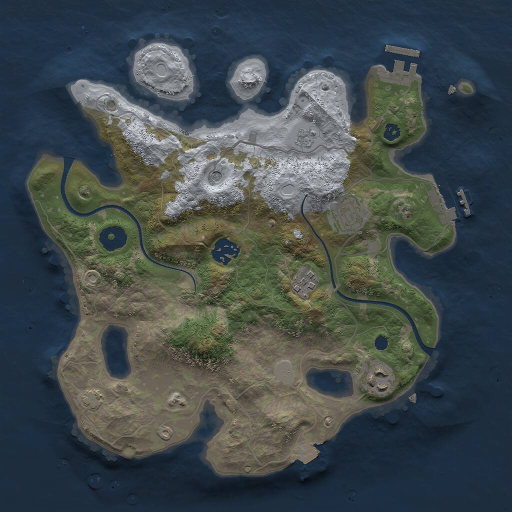 Rust Map: Procedural Map, Size: 3000, Seed: 755719195, 10 Monuments
