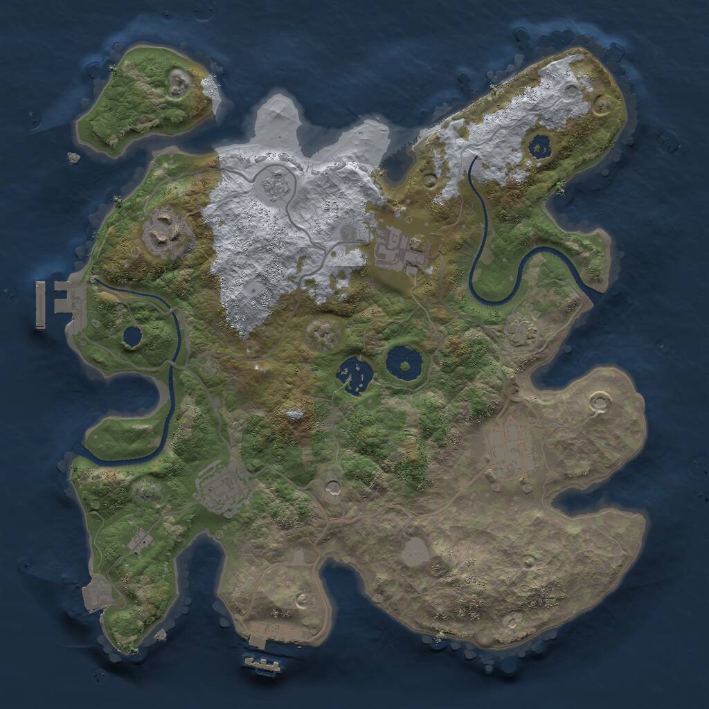 Rust Map: Procedural Map, Size: 3000, Seed: 1264773107, 11 Monuments
