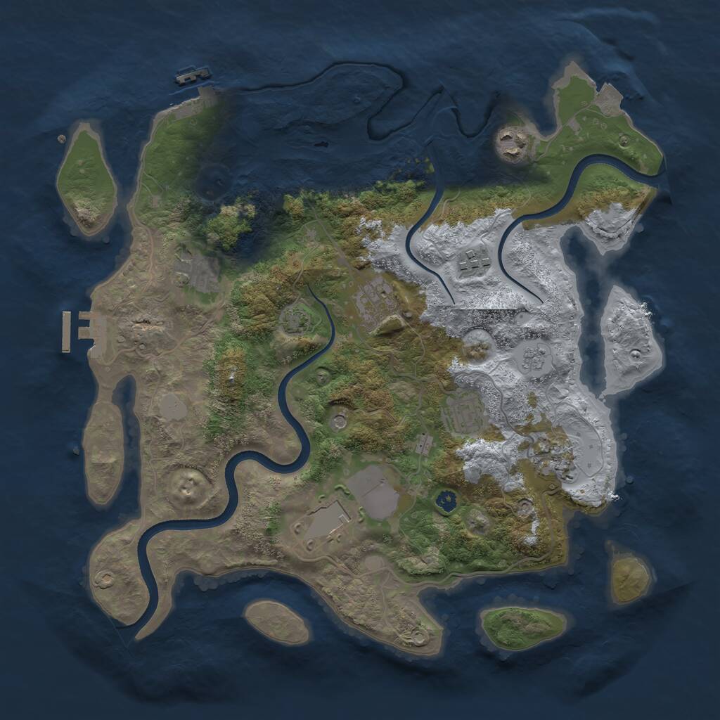 Rust Map: Procedural Map, Size: 3500, Seed: 3645, 13 Monuments