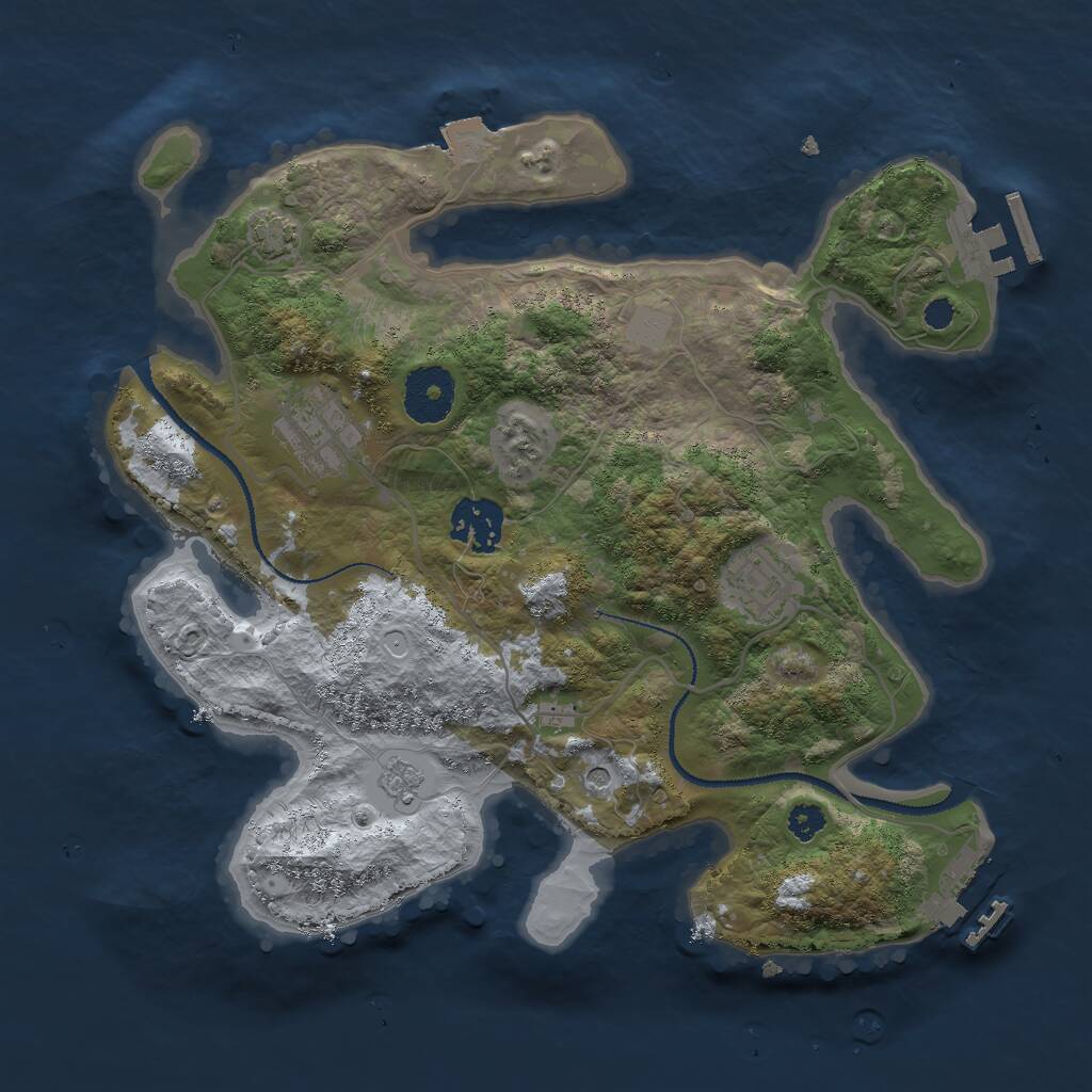 Rust Map: Procedural Map, Size: 3000, Seed: 926380778, 9 Monuments