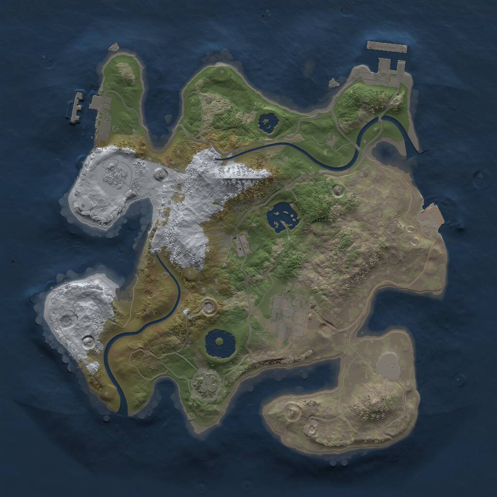 Rust Map: Procedural Map, Size: 2500, Seed: 968437856, 7 Monuments
