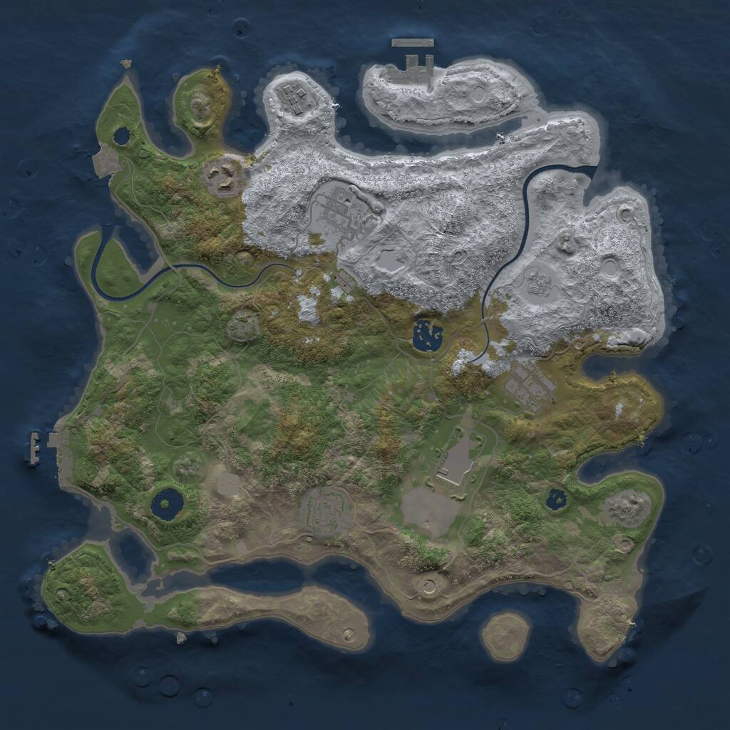 Rust Map: Procedural Map, Size: 3500, Seed: 1225910447, 13 Monuments