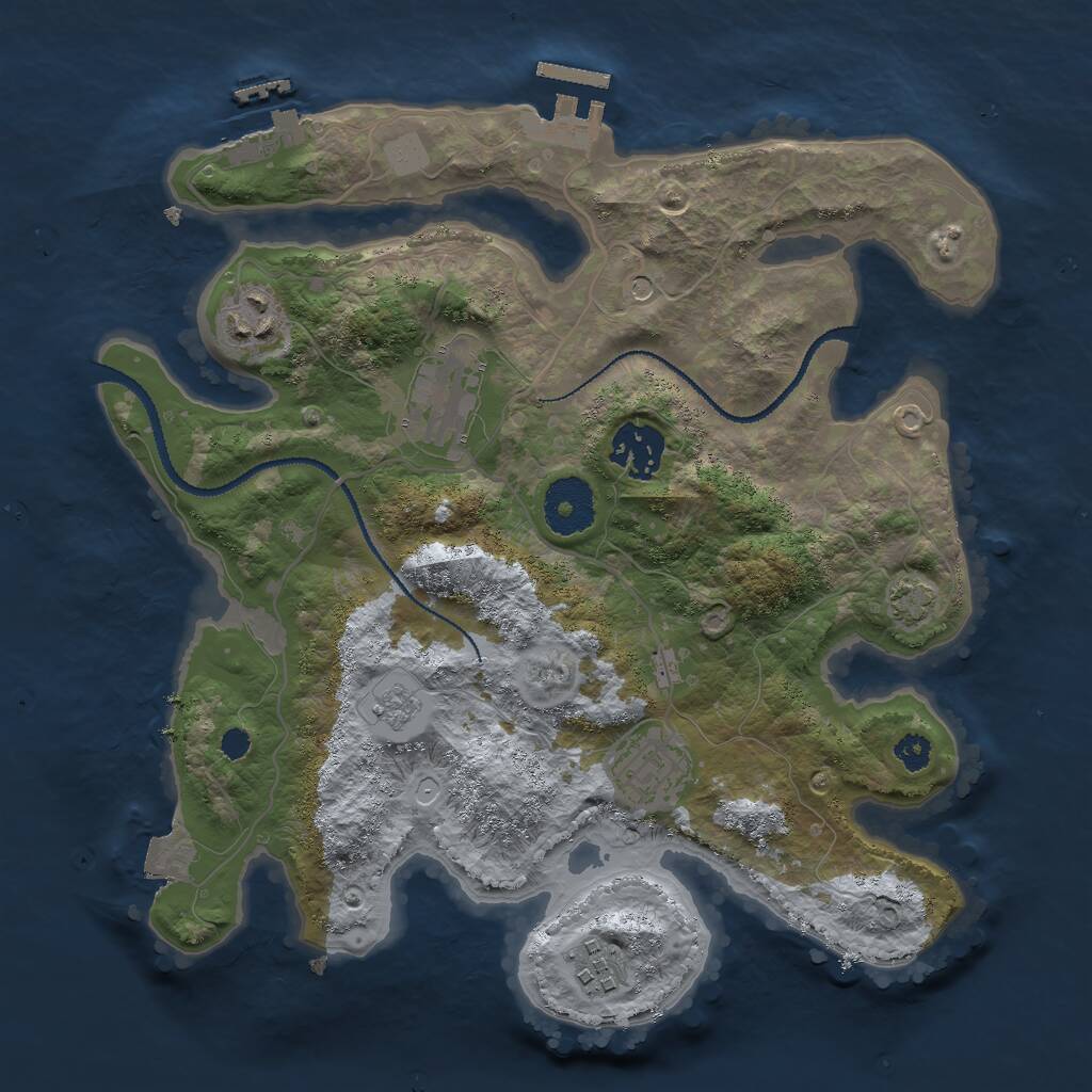 Rust Map: Procedural Map, Size: 3000, Seed: 913756507, 11 Monuments