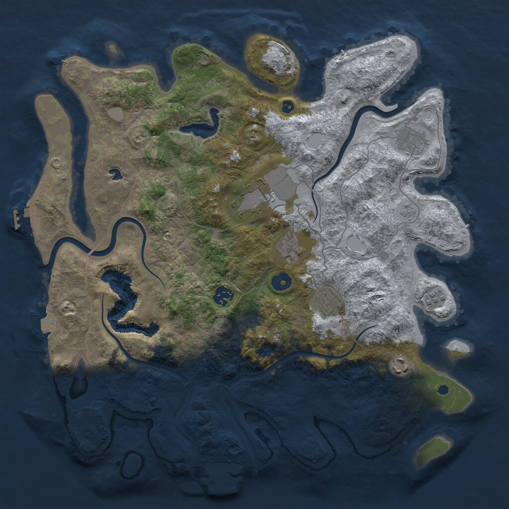 Rust Map: Procedural Map, Size: 4000, Seed: 1873192918, 13 Monuments