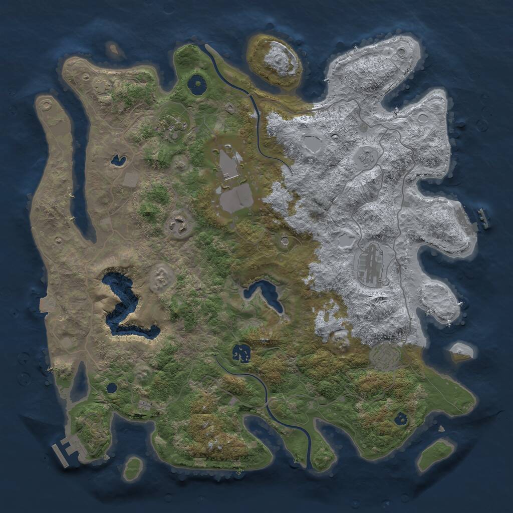 Rust Map: Procedural Map, Size: 4000, Seed: 1873192918, 12 Monuments