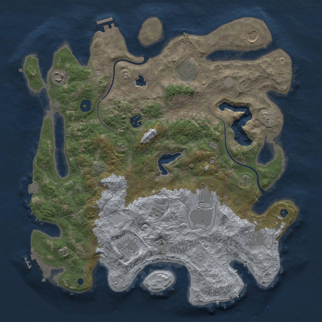 Rust Map: Procedural Map, Size: 4000, Seed: 874314379, 14 Monuments