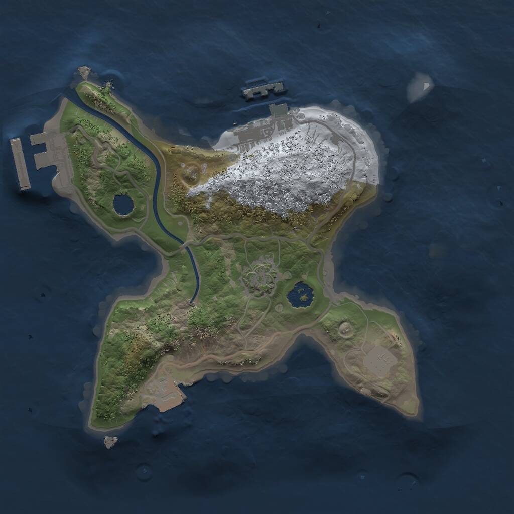 Rust Map: Procedural Map, Size: 2000, Seed: 539616457, 4 Monuments